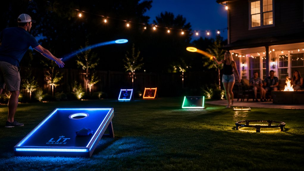 portable led yard games durability battery size lighting