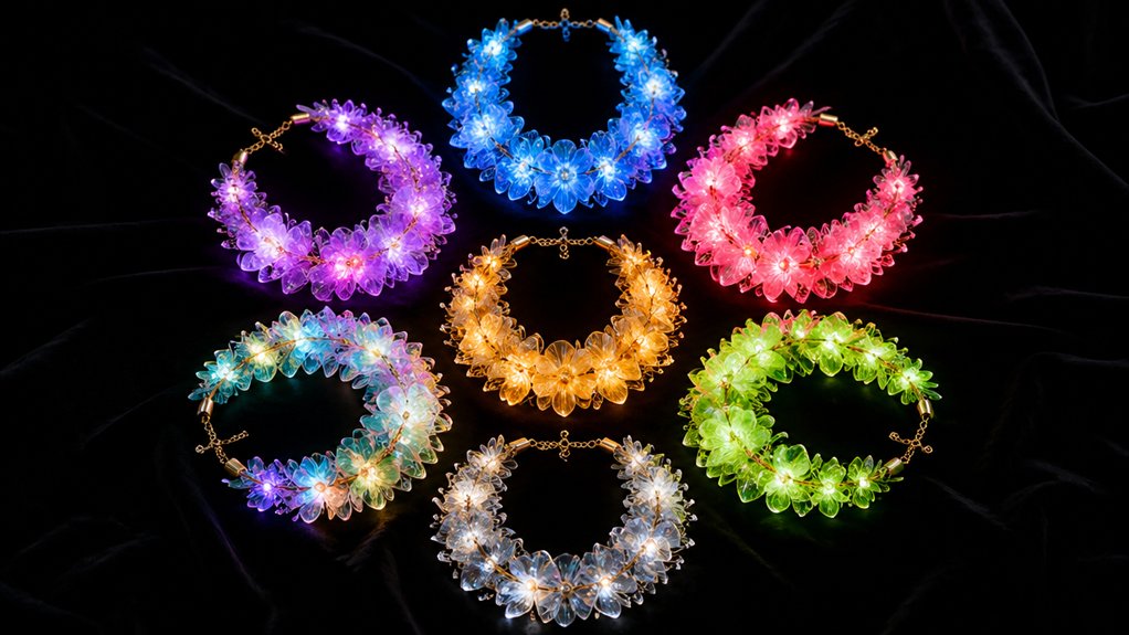 seven light up lei led flower necklaces