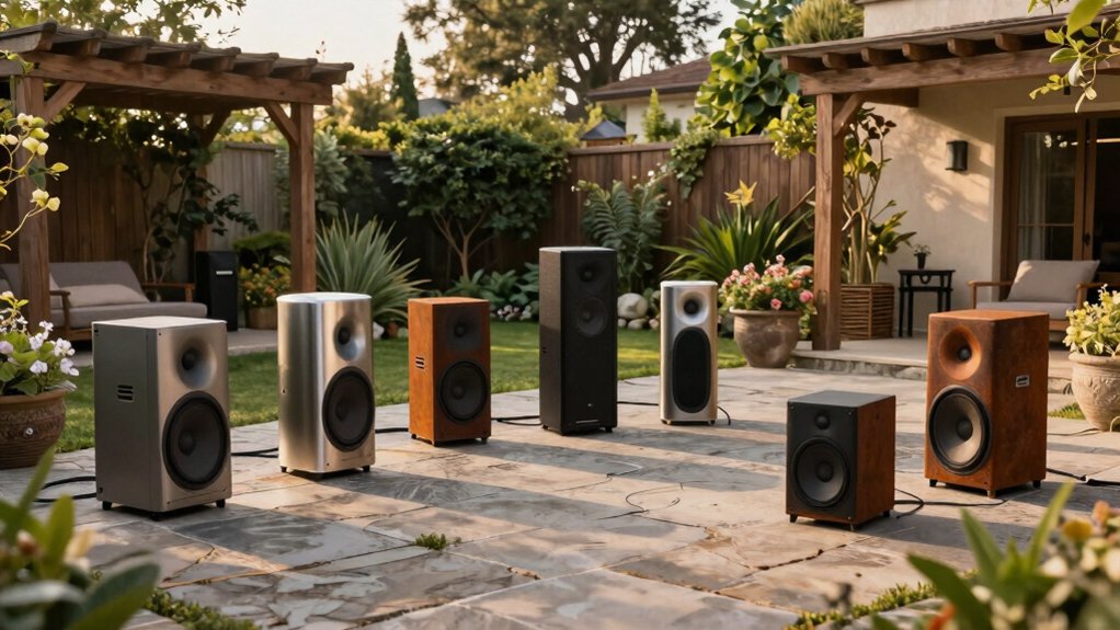 seven wired outdoor speakers for backyard gatherings