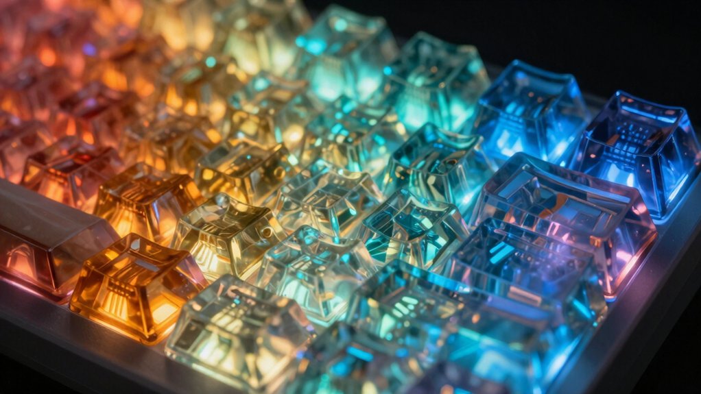 south facing led glow keycaps shine through