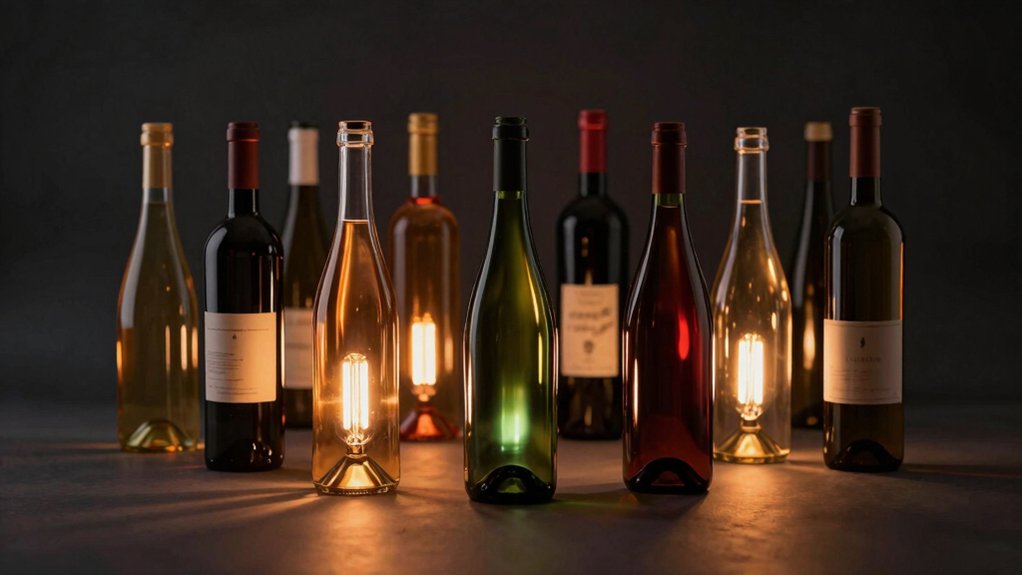 wine bottle lights showcase