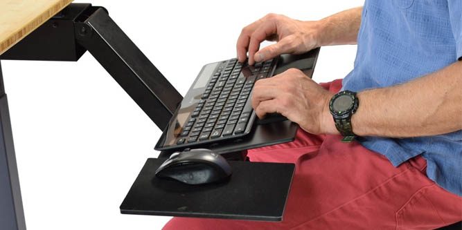 articulating keyboard tray under desk