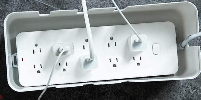 White Router Power Strip TV Wires 3 Pack Cable Management Box Cable Organizer Box Floor Cord Cover Hider with 10 Cable Ties & 10 Stick-on Cable Clips for Desk USB Hub Computer 